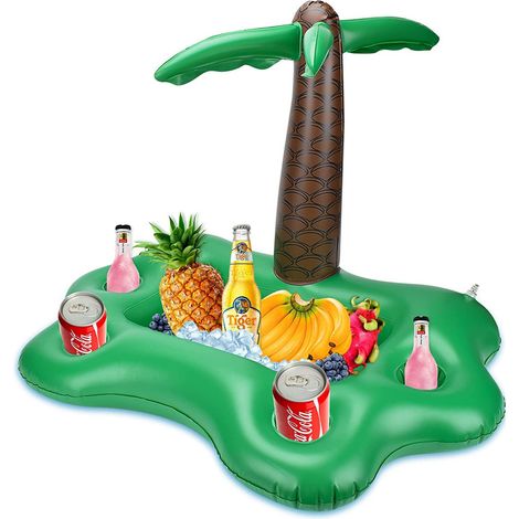 Porte-boissons flottant pour piscine, bar flottant pour cabane, porte-boissons pour jacuzzi pour adultes, accessoires de piscine gonflables (Cocotonnier) (1/4)