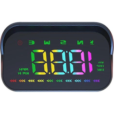 Affichage tête haute GPS pour voiture, projecteur de pare-brise, compteur de vitesse en MPH, boussole, alarme de survitesse - FFY (1/4)