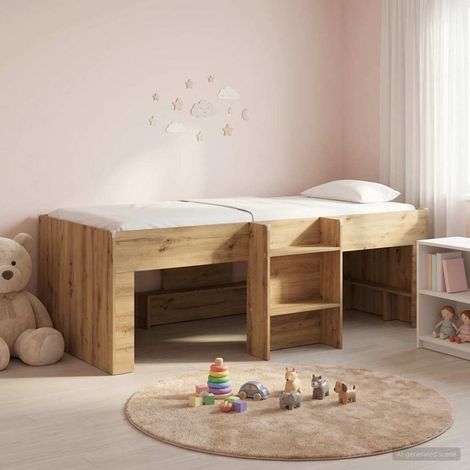 vidaXL Cadre de Lit Élevé pour Enfants Chêne artisanal 98,5 x 200 cm