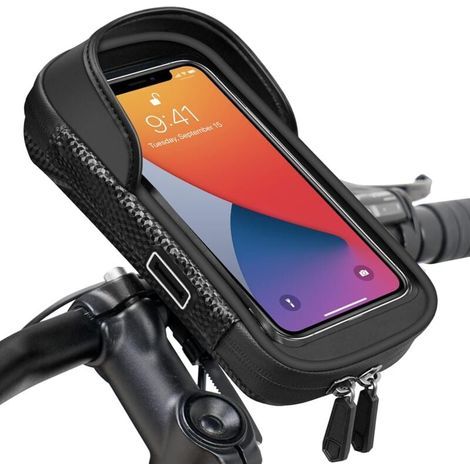 Support Téléphone Vélo Étanche, Sacoche Vélo Guidon Cadre, Porte Téléphone Vélo VTT Trottinette Moto, Sac Vélo avec Housse de Pluie Rotation 360 Écran Tactile pour Smartphone 7 Pouces,Noir (1/5)