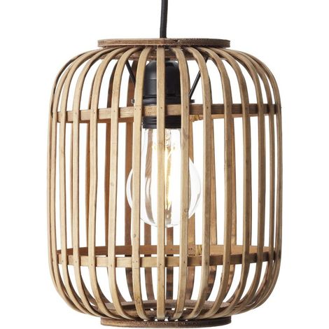 BRILLIANT lampe Woodrow suspension 1 brun clair 1x A60, E27, 60W, lampes normales gf non spécifiées. Le câble peut être raccourci Convient aux lampes LED (1/3)