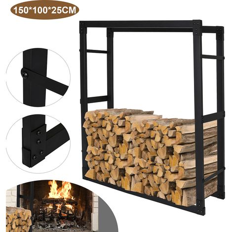 Randaco estante para leña de chimenea ayuda de apilado 150×100×25 cm de metal resistente a la intemperie almacenamiento para leña (1/5)