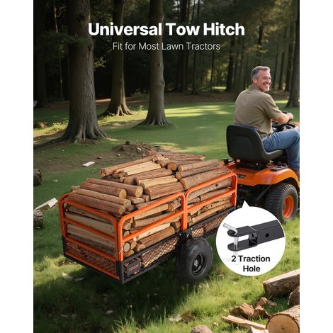 Remorque à Benne Basculante, 623 L, Remorque de Tracteur Tondeuse à Gazon de Jardin en Acier, Capacité de Charge 725,75 kg, avec Pn… (1/5)