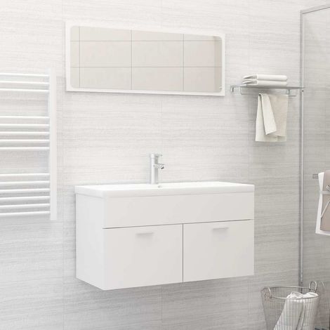 vidaXL Ensemble de meubles de salle de bain 2pcs blanc bois ingénierie (1/5)