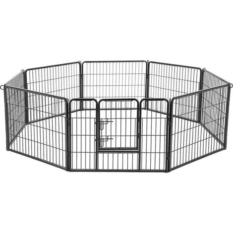 Aga Welpenauslauf aus Metall 80x60 cm, Freigehege mit Tür, Welpengitter für Hunde, Hasen & Kleintiere