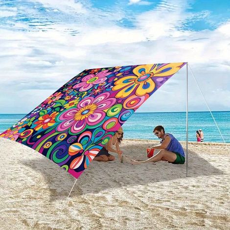 Voile d'ombrage imperméable style Mandala – Toile solaire rectangulaire/carrée avec 4 cordes, protection UV 95%, auvent décoratif pour jardin terrasse Voile d'Ombrage(Style13-240cmx185cm)