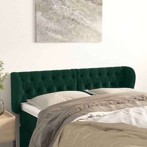 vidaXL Cabecero de terciopelo verde oscuro 163x23x78/88 cm (1/5)