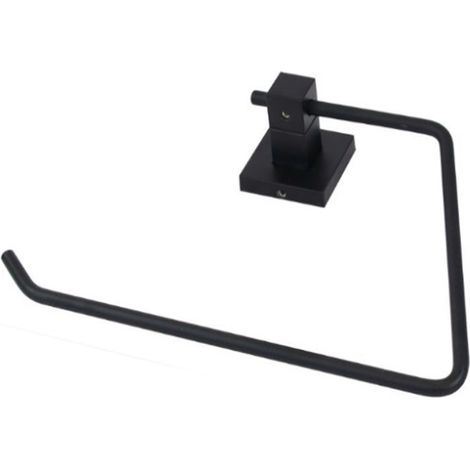 Porta asciugamano ad anello aperto da muro in acciaio nero fissaggio con viti o senza viti porta asciugamani arredo bagno (1/2)