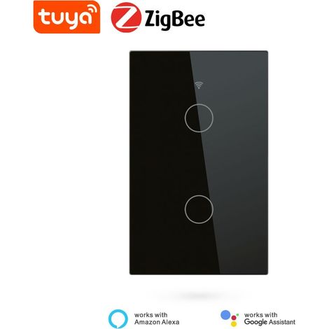 Tuya Interruttore Touch Nero Smart Zigbee 3.0 Dimensione: 2 Pulsanti (1/3)