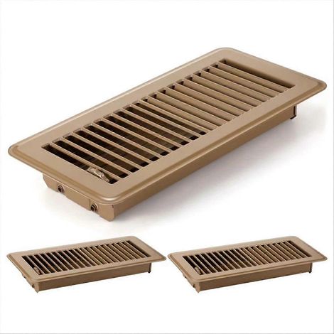Grille de sol 3 pièces, 4x10 pouces, bouche d'aération au sol avec couvercles, acier (1/5)