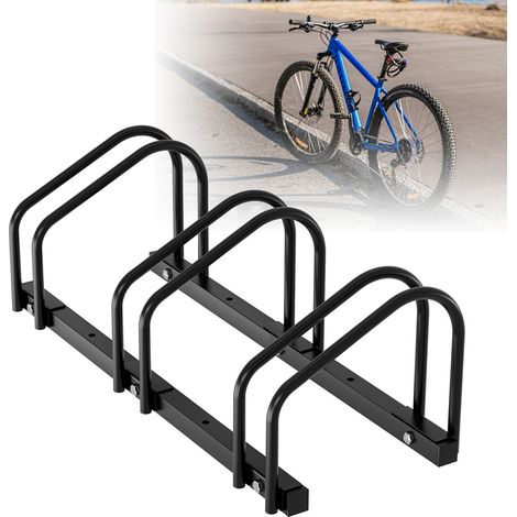 Wolketon Fahrradständer für 3 Fahrräder schwarz matt - Verzinkter Stahl - Boden- und Wandmontage - Robust