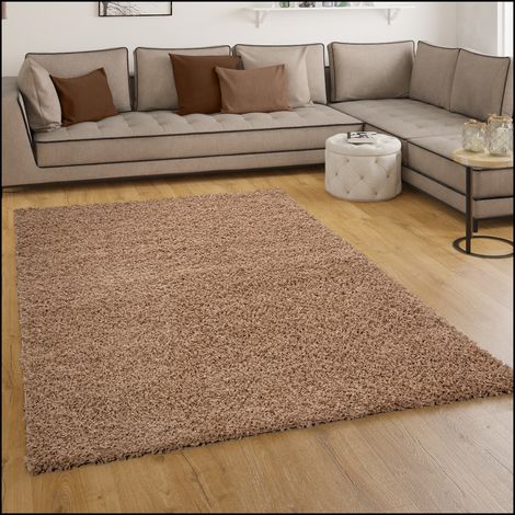 Paco Home Shaggy Hochflor Langflor Teppich Sky Einfarbig in Beige 140x200 cm
