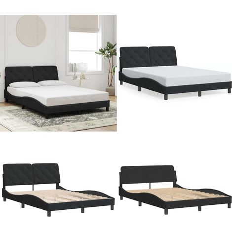 Giroletto senza Materasso Nero 140x200 cm in Velluto - Materasso - Letto