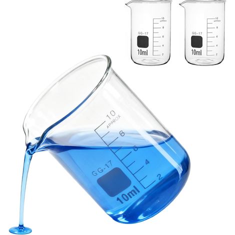 2 Pièces Bécher en Verre 10ml Borosilicate Doseur Gradué Labo Transparent Résistant à la Chaleur et aux Produits Chimiques jusqu'à 400 °C, Bec Verseur et Graduation Claire sans Éclaboussures (1/5)
