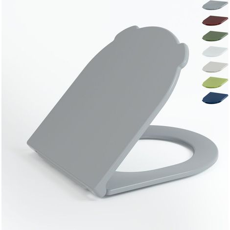 Abattant WC Robuste 150kg - Frein de Chute Soft-Close Ultra Silencieux - Forme D en Duroplast Premium - Fixation par le Haut Inox