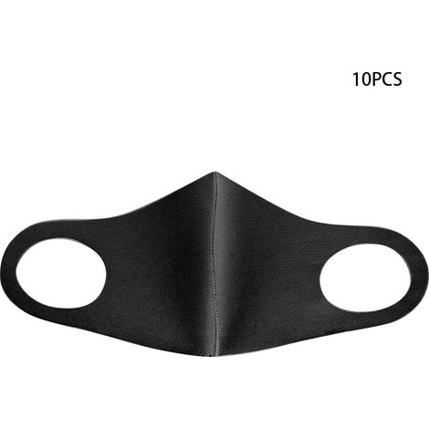 Lot 10 masques buccaux réutilisables anti-poussière, protection solaire respirante, noir (1/5)