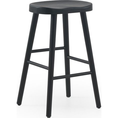 Set aus 2 schwarzen Holzhockern im Cartoon-Design (1/5)