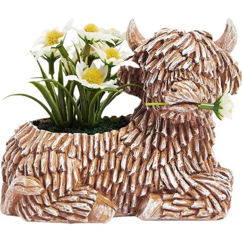 Keramik-Blumentopf „Kleine Präriekuh“, 15 cm, einzigartiges Design für Sukkulenten und Balkone (1/5)