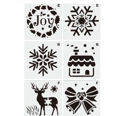 Lot de 6 pochoirs de Noël - Pour bricolage et décoration - Motifs sapin et fenêtre - Accessoire créatif (1/4)