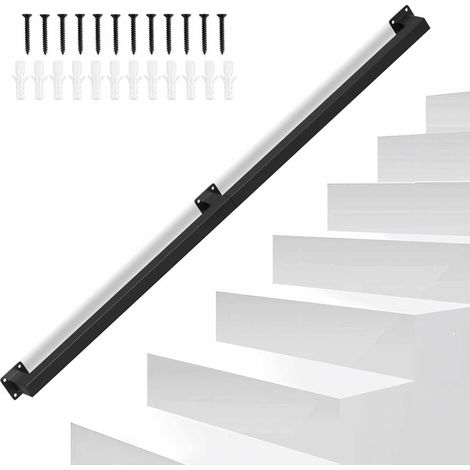 TolleTour Handlauf treppe Handlauf Set Metall Schwarz pulverbeschichteter Treppenhandlauf pflegeleicht und langlebig 120cm Treppengeländer