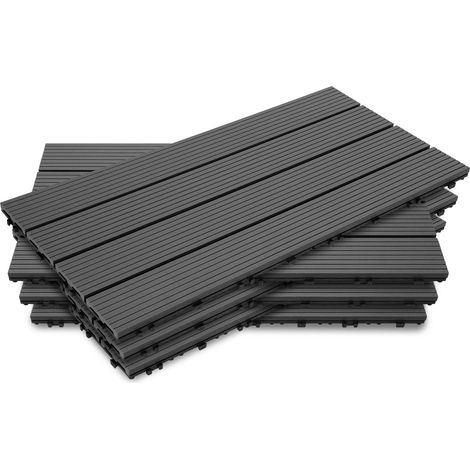 Hengda Piastrelle per Esterno Incastrabili Piastrelle Decking ad incastro WPC per Pavimentazione Grigio 6 Pezzi 60x30x2.2cm