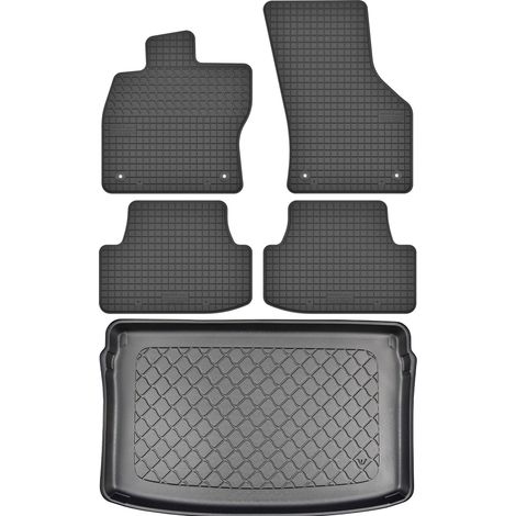 Set di tappetini in gomma per auto e tappetino per bagagliaio per Volkswagen Polo VI Hatchback dal settembre 2009 all'agosto 2013. (1/5)