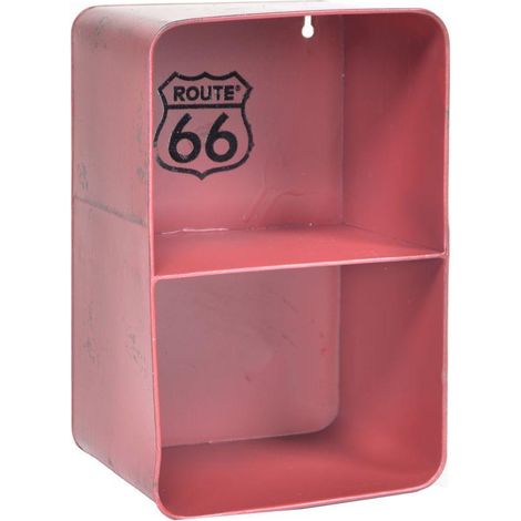 Rechteckiges rotes Bristol-Metallregal mit 2 Regalen cm20x15h30