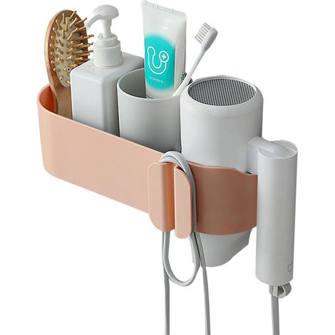Support Pour Sèche-Cheveux - Fixation Adhésive Sans Perçage - Organiseur De Salle De Bains - PP - Pour Carrelage Bois Verre Marbre - 1 Pièce (1/5)