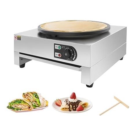 Appareil à crêpes électrique, 3000 W, plaque de cuisson plate de 40 cm, en acier inoxydable, anti-adhésif, contrôle de la température, pour crêpes, crêpes aux œufs, crêpes (1/5)