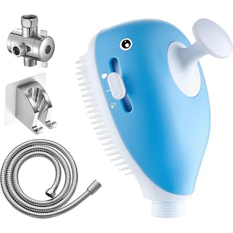 Pommeau de douche pour enfants avec flexible pour baignoire, pommeau de douche pour tout-petits avec 2 modes de fonctionnement, pommeau de douche pour bébé, pommeau de douche pour enfants, pommeau de  (1/5)
