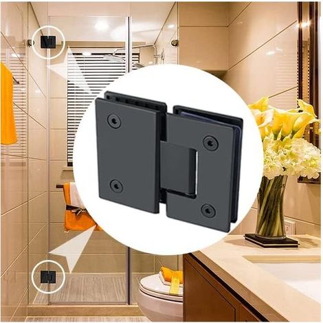 Charnière de Porte de Douche en Verre Connecteur Pliant de 180 Degrés Pince de Porte de Placard pour Salle de Bain, Adaptative de 8 à 12 mm, Noir Mat en Acier Inoxydable, EBL6600-B-FR (1/5)