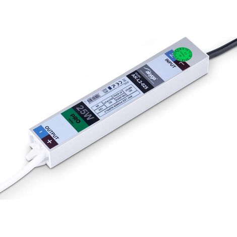 Fuente de alimentación LED impermeable Akyga AK-L2-025 de 25 W, 12 V, 2 A, con interruptor interno para tiras LED. (1/2)