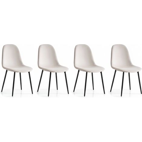 Lot de 4 Chaises scandinaves velours beige métal noir 43,5x40x87cm (1/5)