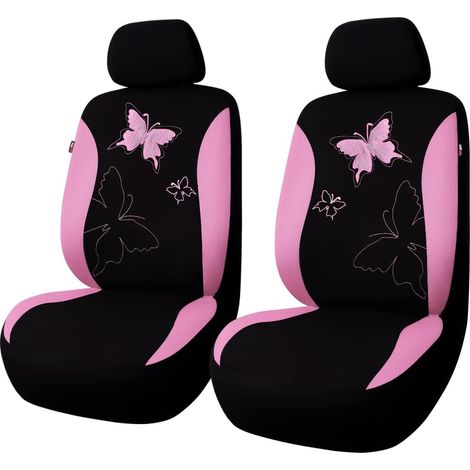 Housses de siège de Voiture Universelle Tendance avec Broderie Papillon Motif (Avant, Rose) (1/5)