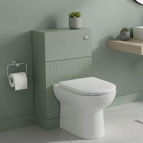Hudson Reed Fluted WC Unit 500mm Wide - Satin Green (1/3)