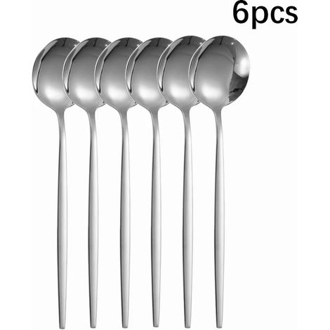 (6 cuillères) Couverts en acier inoxydable : couteau, fourchette et cuillères  couteau à steak de style occidental, fourchette et cuillères  cuillères à café  cuillères et fourchettes à dessert. (1/5)