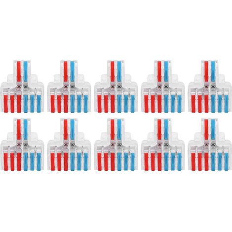 10 connecteurs électriques, bornier, connecteurs rapides, blocs de jonction, 2 entrées, 6 sorties, LT-623, transparent