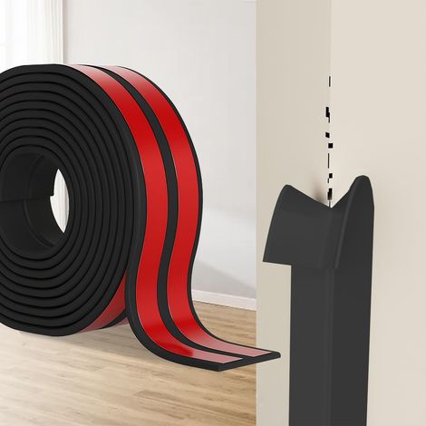 Protection angle mural adhésif TPE, plinthe souple épaisse en L, baguette angle pour murs portes cuisine fenêtres, rénovation DIY (Noir, 6cm x 4M)