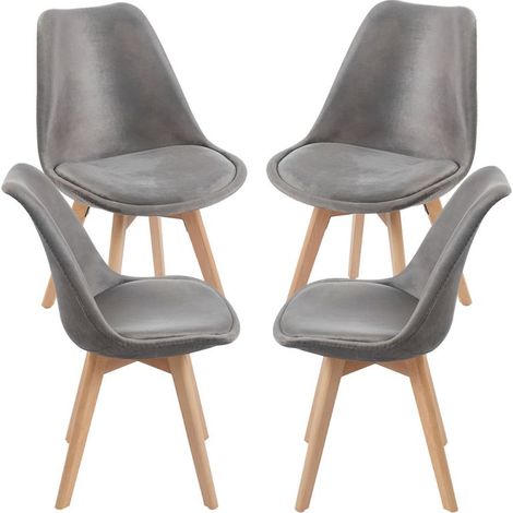 Packs Sillas Comedor - Pack 4 Sillas Synk Terciopelo - Gris oscuro (1/5)