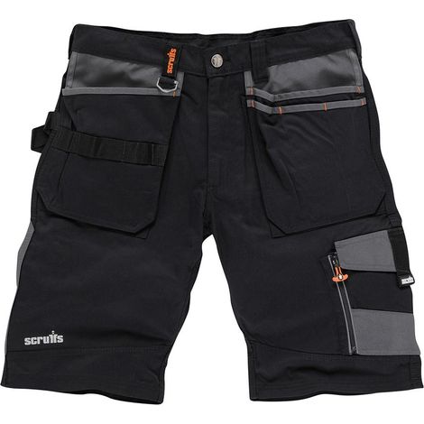 Short noir de travail taille 40 – Tissu 65% polyester, 35% coton – Coutures triples, poches renforcées – Confort et liberté de mouvement – Scruffs (1/7)