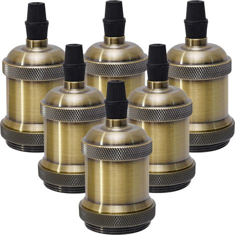 Douille E27 Vintage - Lot de 6 - Alliage Aluminium Bronze - Support Lampe Rétro - Salon Cuisine Bar - 92x45 mm