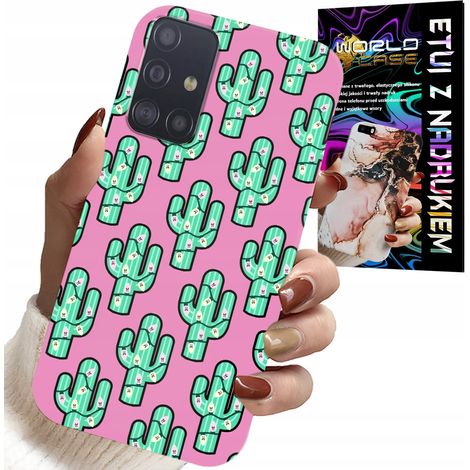 Custodia per Samsung Galaxy A51 - cactus, cactus su sfondo rosa + lamina (1/5)