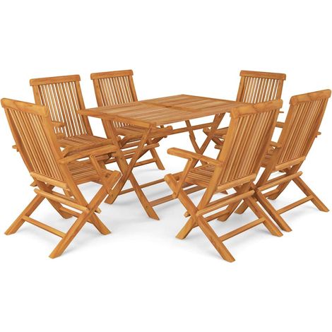 Maison Exclusive - Juego de comedor para jardín 7 piezas madera m (1/5)