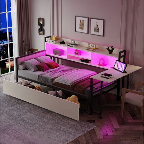 Letto singolo con scrivania e cassetti 90x200 OKMYHOME (1/5)