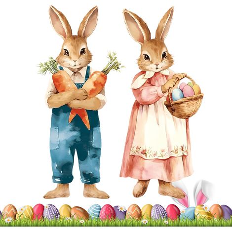Très Grand Lapin De Pâques Sticker Décorations De Pâques Décorations Adhésives De Pâq-ues Pour Fenêtre 2 Autocollants Vitre Réutilisables Mignons Pour Fêtes Magasins Portes Restaurants Fournitures