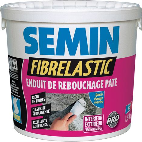 Semin – Enduit de rebouchage élastique pour fissures mouvantes – 1,5 kg – Intérieur/extérieur – Résine et fibres de verre pour déformations