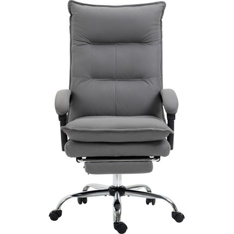 Chaise de bureau ergonomique avec fonction massage et chauffe, dossier inclinable et repose-pieds extensible, gris foncé (1/5)