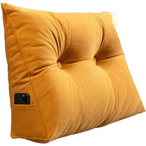 Coussin Compensé Triangulaire, Oreiller De Lecture TêTe De Lit, Dossier De Amovible, Coussin Lombaire en Coin,Orange,605020cm (1/4)