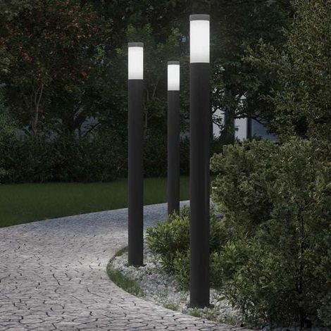 Ensemble de 3 lampadaires en acier inoxydable de 110 cm, indice de protection IP44 (1/4)