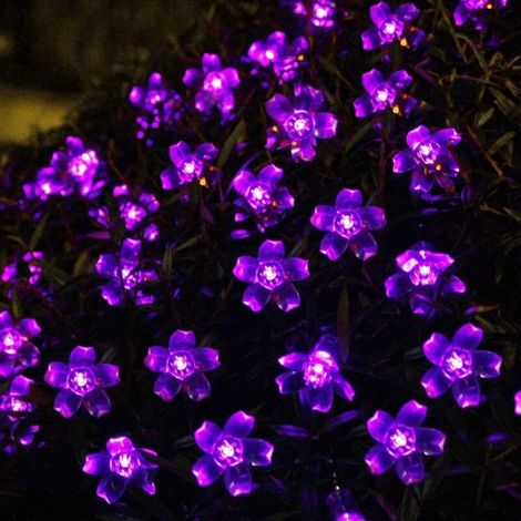 Guirlande Lumineuse Solaire Fleur Jardin, étanche 23ft 50LED Fleur de Pêche Cerisier Solaire Fée Lumière pour Exterieur Interieur Mariage Fête Nol Cour éclairage Décoration (Violet) (1/4)
